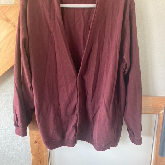 Vintage Gap Maroon Cardigan - Ribbed Crew Neck-Unique Pocket Detail-90s GorpCore - Picture 1 of 7